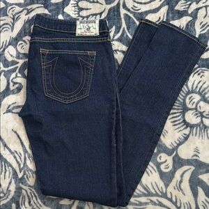 True Religion Dark Blue mid rise Stella skinny jeans